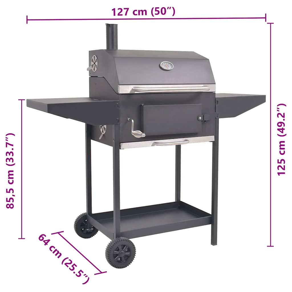 Rökgrill Bbq Kol Med Nedre Hylla Svart