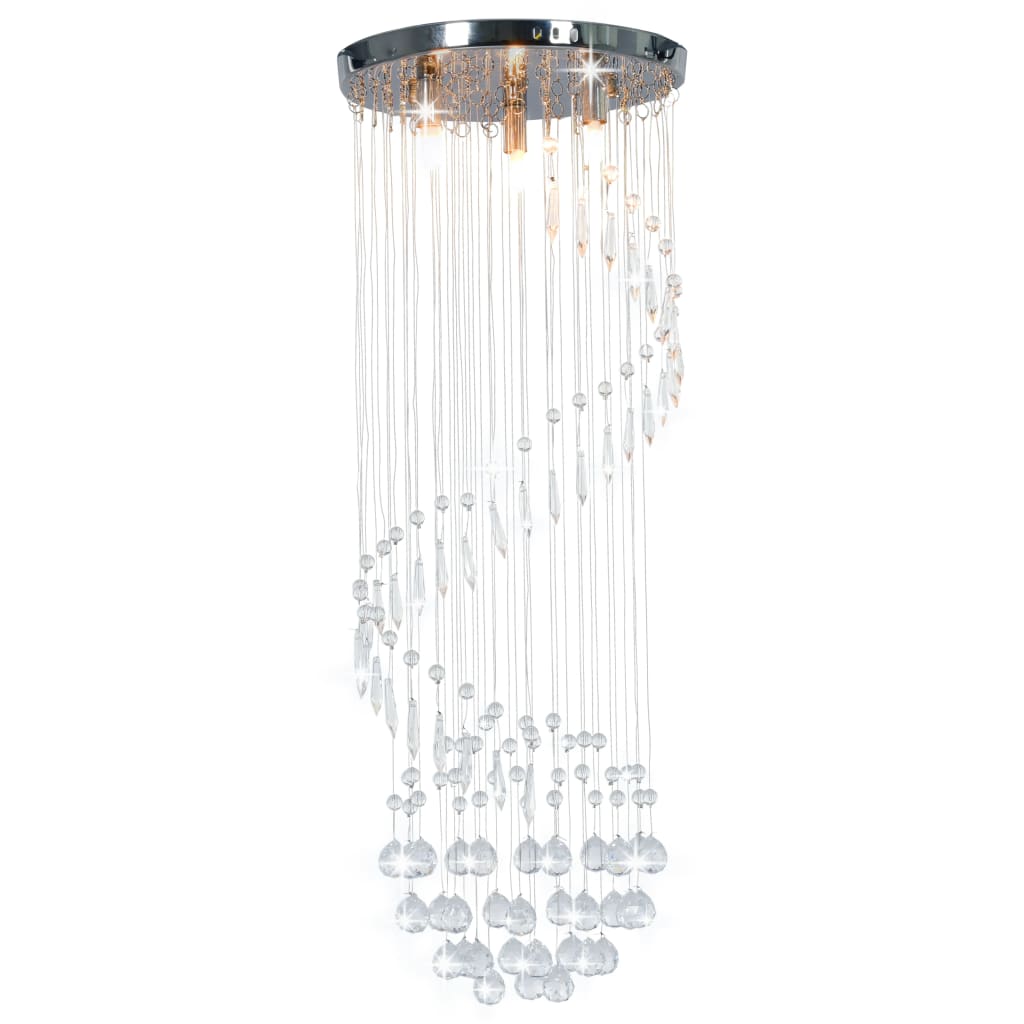 Taklampa Med Kristallpärlor Silver Spiral G9