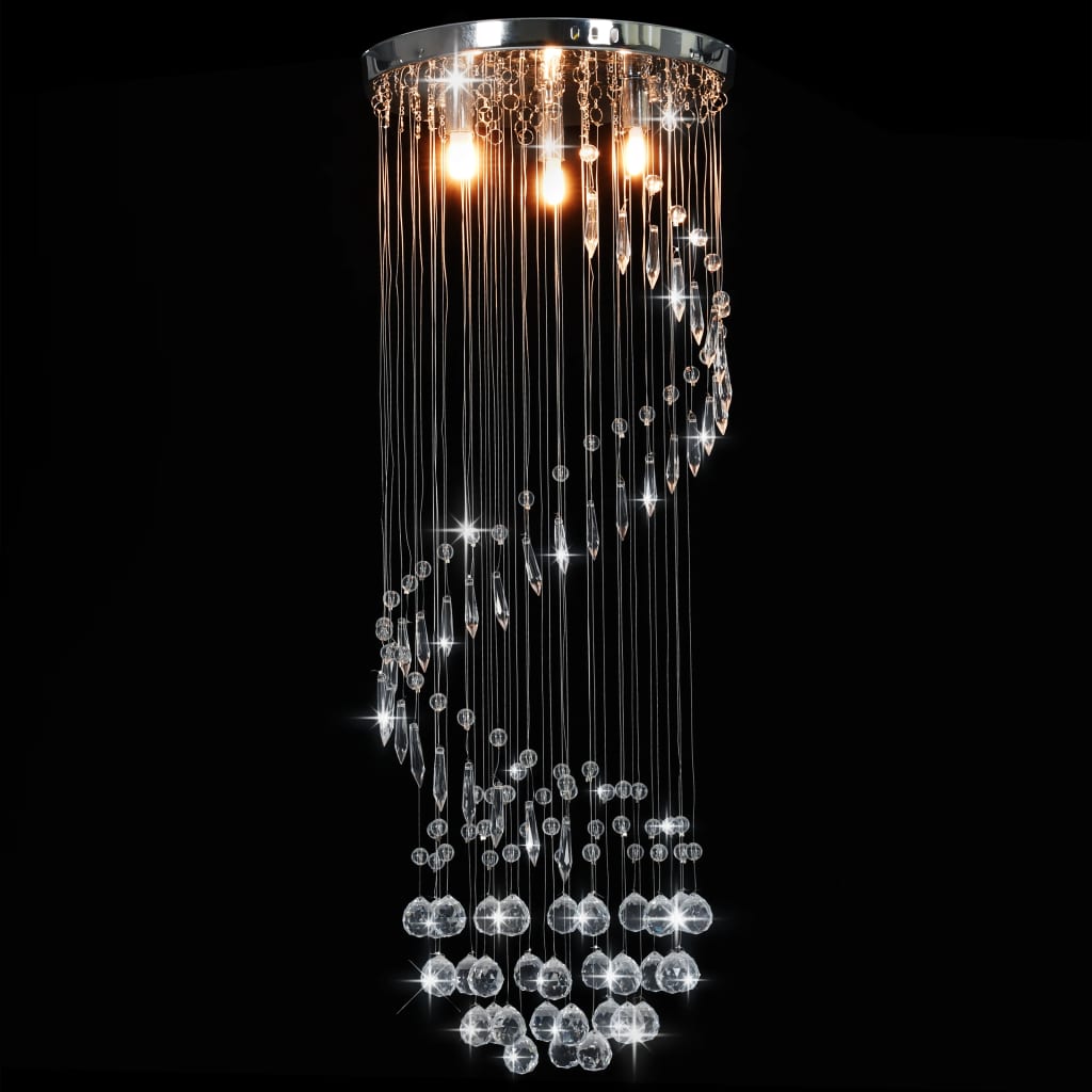 Taklampa Med Kristallpärlor Silver Spiral G9