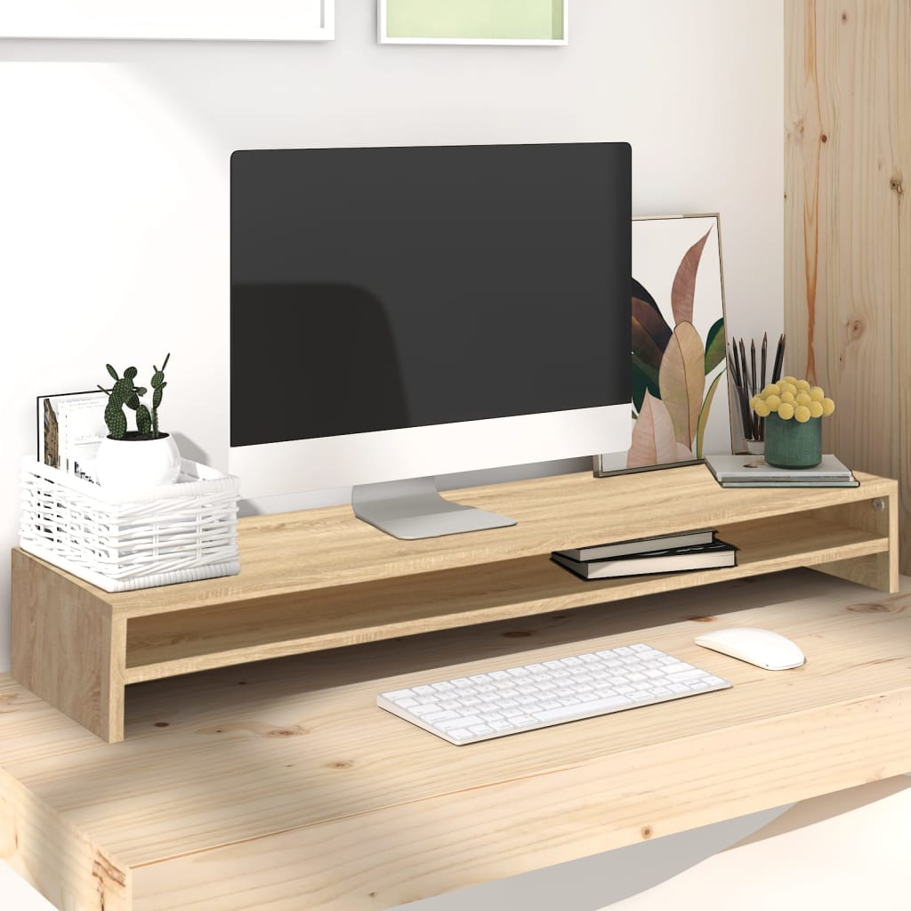 Monitorstativ Hantverksmässig Ek 100X24X13 Cm Konstruerat Trä