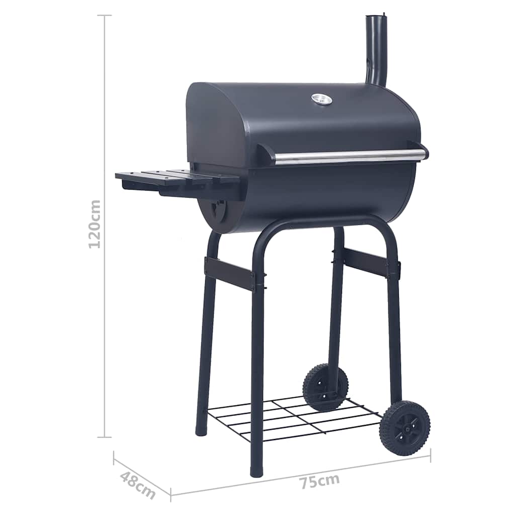 Kolgrill/Rökargrill Med Nedre Hylla Svart