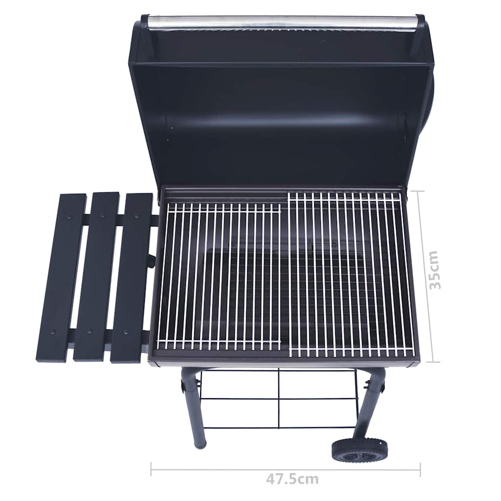 Kolgrill/Rökargrill Med Nedre Hylla Svart