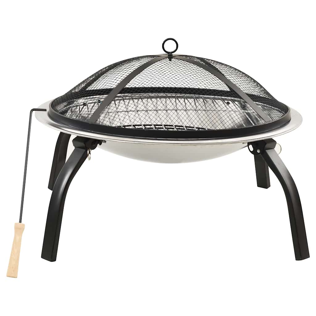2-I-1 Eldstad Grill Och Eldgaffel 56X56X49 Cm Rostfritt Stål
