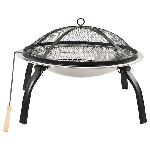 2-I-1 Eldstad Grill Och Eldgaffel 56X56X49 Cm Rostfritt Stål