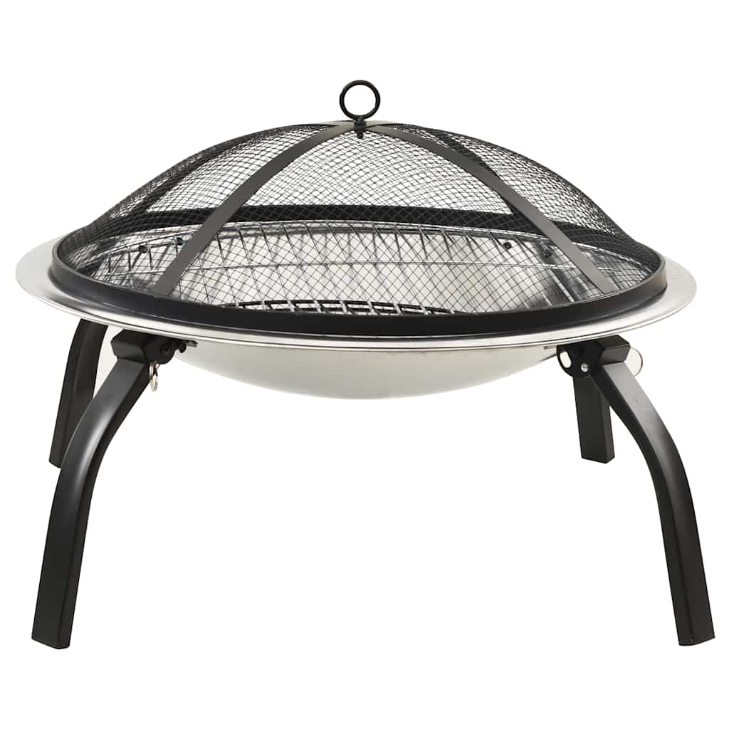2-I-1 Eldstad Grill Och Eldgaffel 56X56X49 Cm Rostfritt Stål
