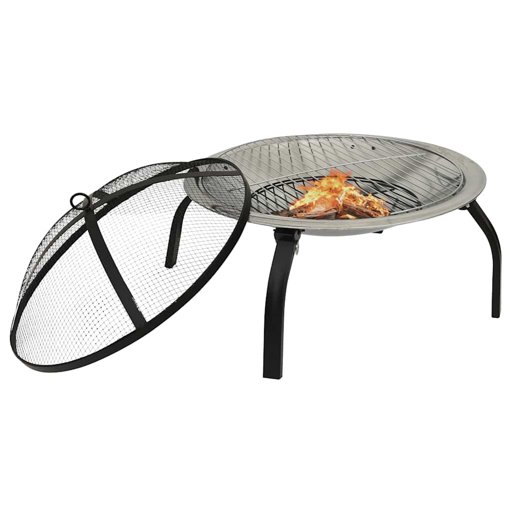 2-I-1 Eldstad Grill Och Eldgaffel 56X56X49 Cm Rostfritt Stål