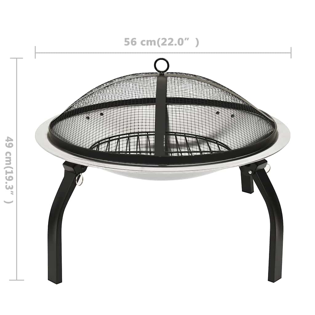 2-I-1 Eldstad Grill Och Eldgaffel 56X56X49 Cm Rostfritt Stål