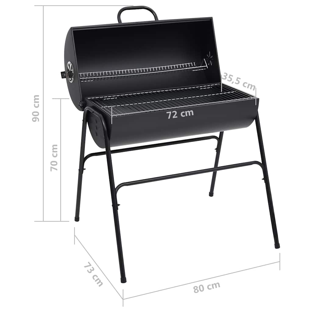 Grilltunna Med 2 Grillgaller Svart 80X95X90 Cm Stål