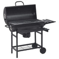 Grilltunna Med Hjul Och Bord Svart Stål 115X85X95 Cm