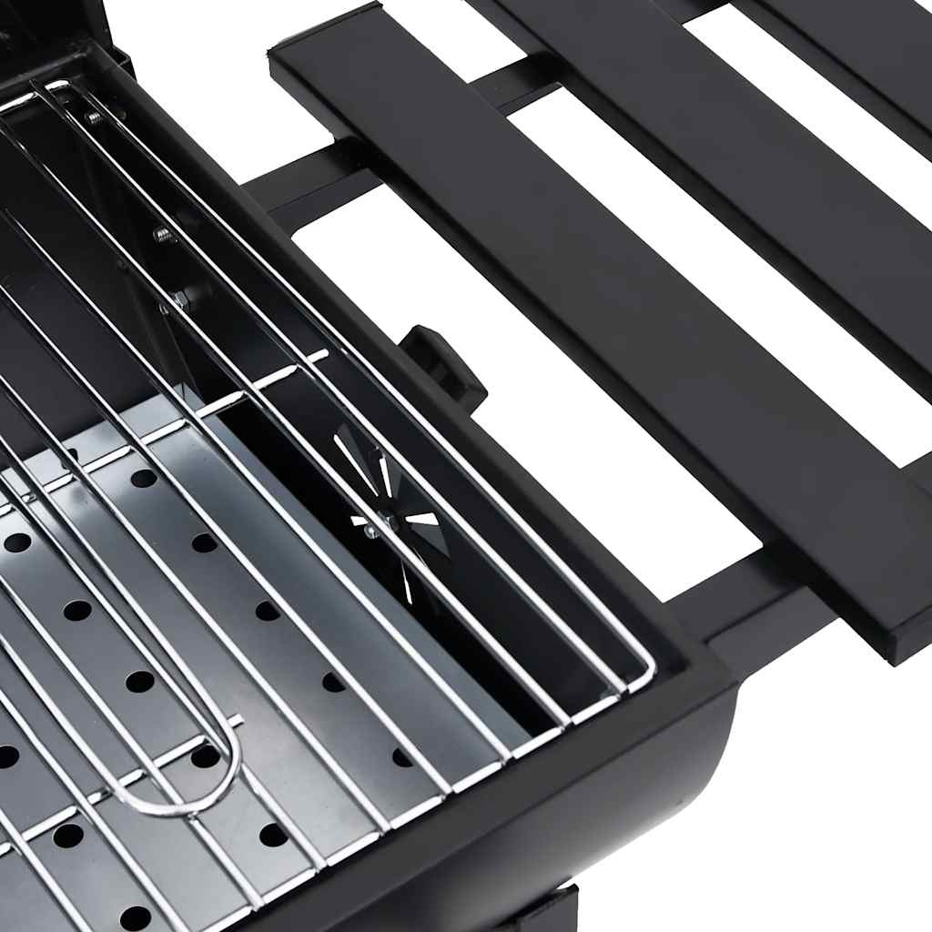 Grilltunna Med Hjul Och Bord Svart Stål 115X85X95 Cm