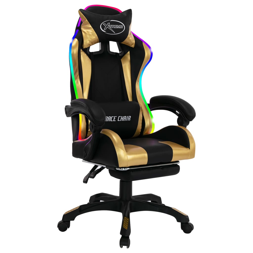 Gamingstol Med Rgb Led-Lampor Konstläder