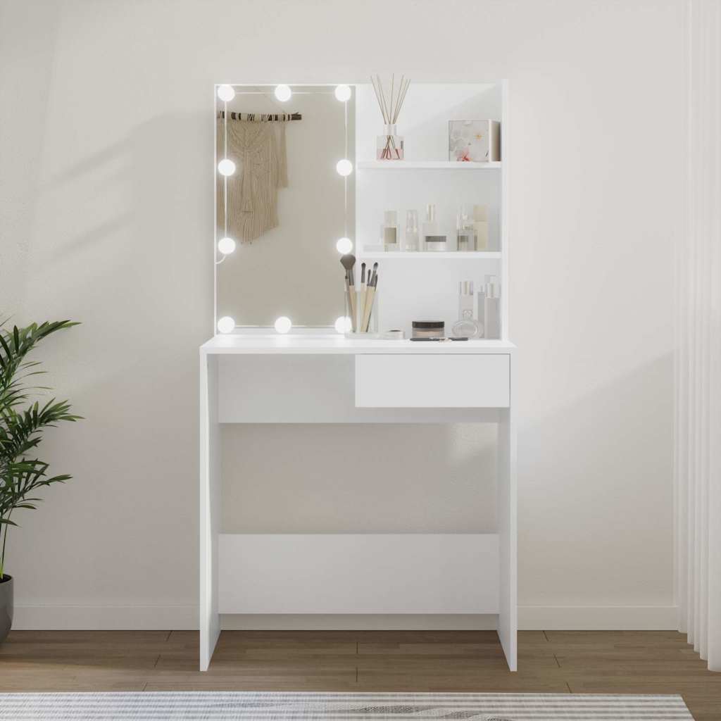 Sminkbord Med Led 74,5X40X141 Cm