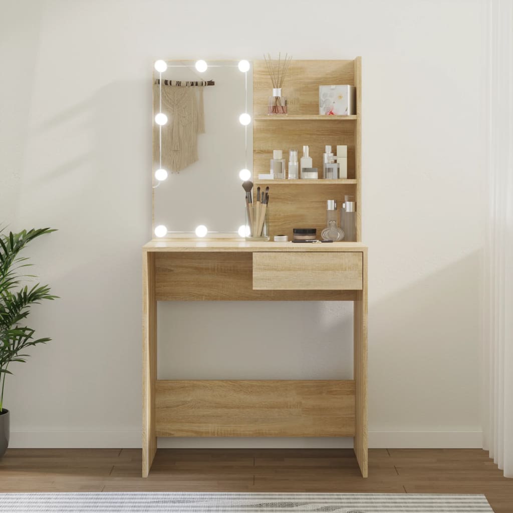 Sminkbord Med Led 74,5X40X141 Cm