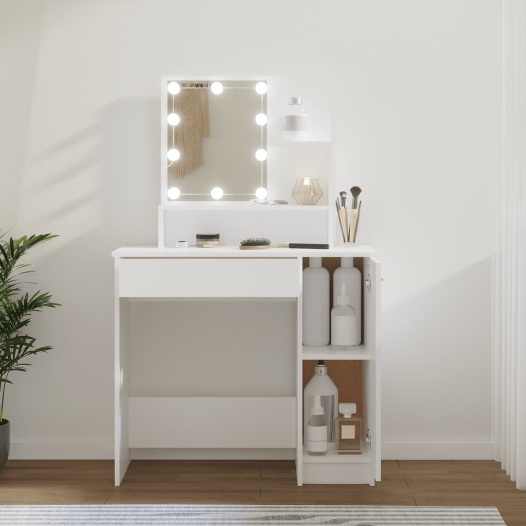 Sminkbord Med Led 86,5X35X136 Cm