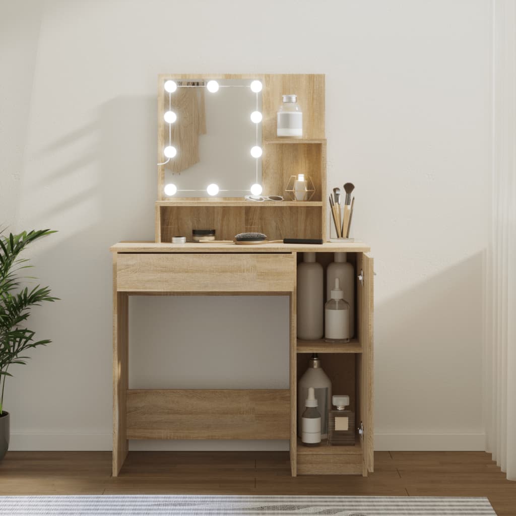 Sminkbord Med Led 86,5X35X136 Cm