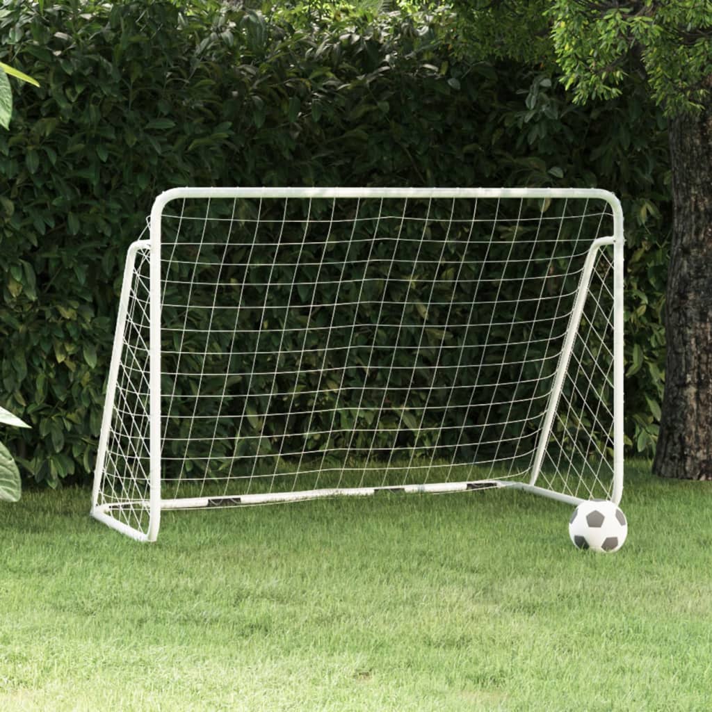 Fotbollsmål Med Nät Vit Stål
