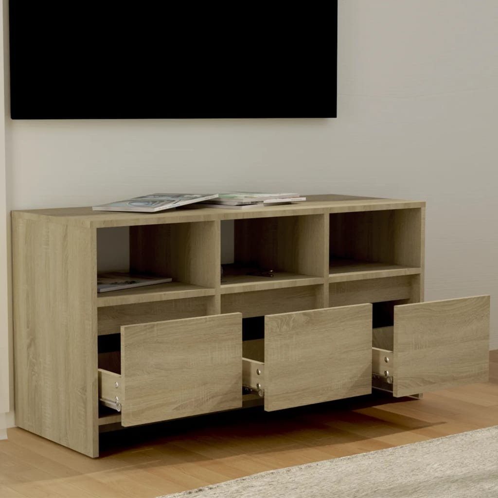 Tv-Bänk Sonoma-Ek 102X37,5X52,5 Cm Konstruerat Trä