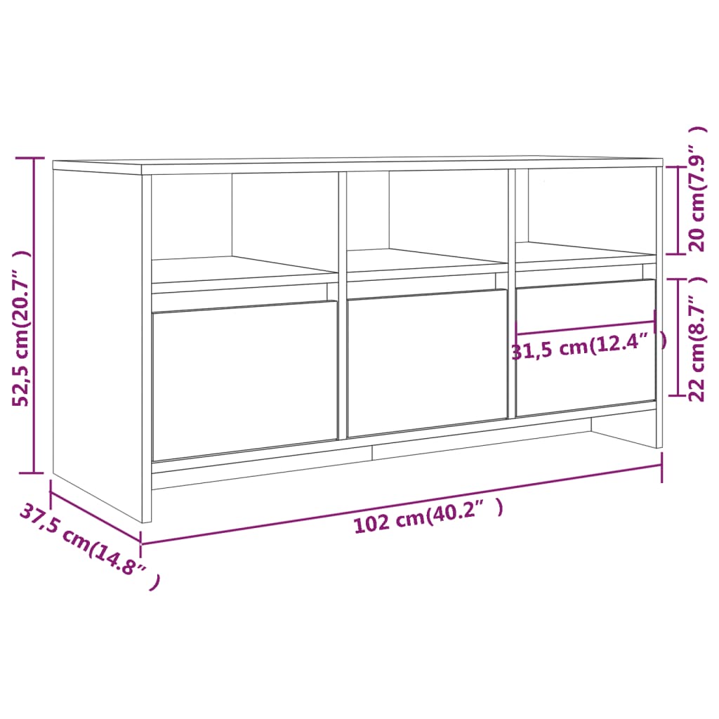 Tv-Bänk Sonoma-Ek 102X37,5X52,5 Cm Konstruerat Trä