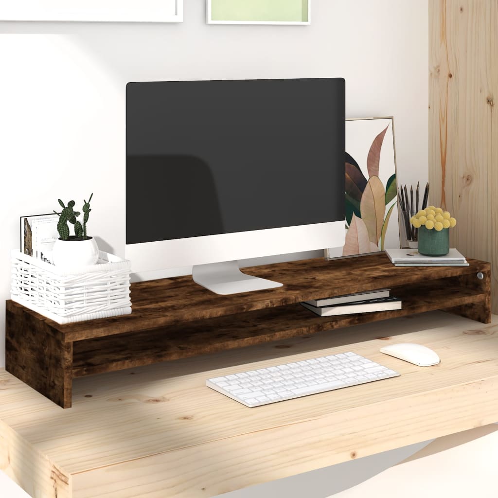 Monitorstativ Hantverksmässig Ek 100X24X13 Cm Konstruerat Trä