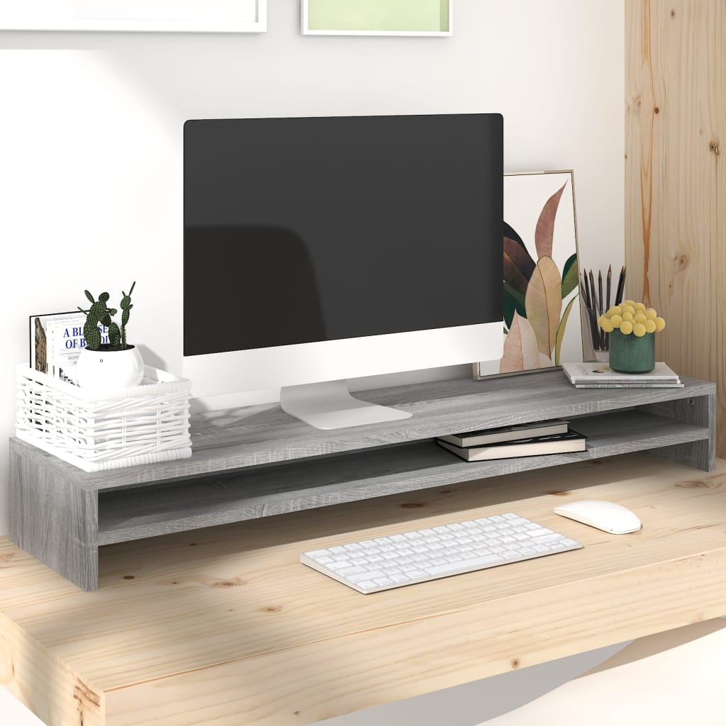 Monitorstativ Hantverksmässig Ek 100X24X13 Cm Konstruerat Trä