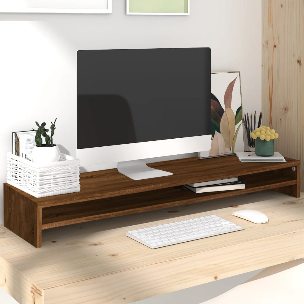 Monitorstativ Hantverksmässig Ek 100X24X13 Cm Konstruerat Trä