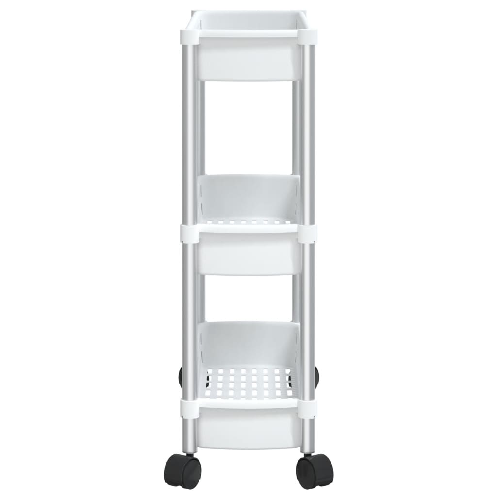 Förvaringsvagn 3 Hyllor Silver Och Vit Aluminium
