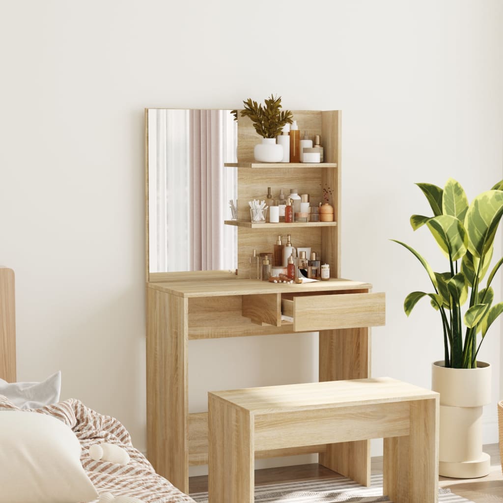 Sminkbord Med Spegel 74,5X40X141 Cm