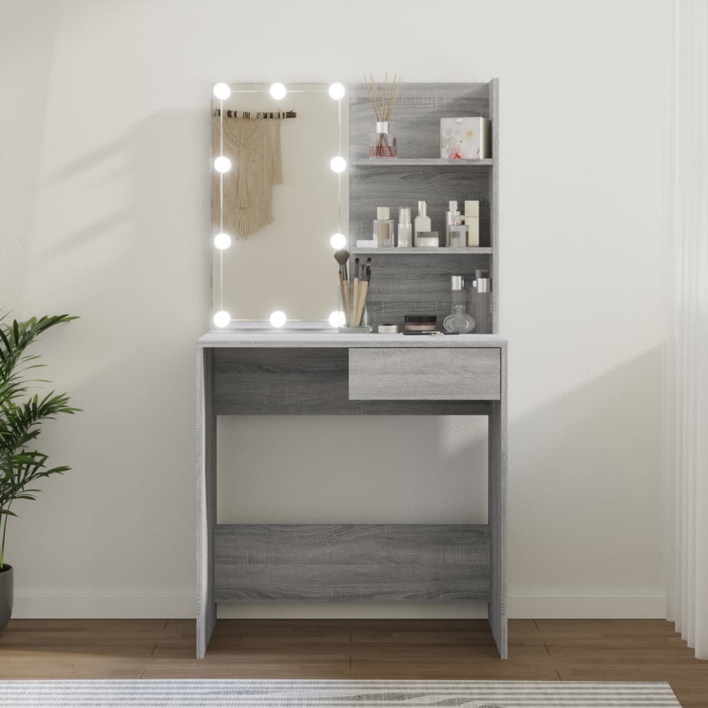 Sminkbord Med Led 74,5X40X141 Cm