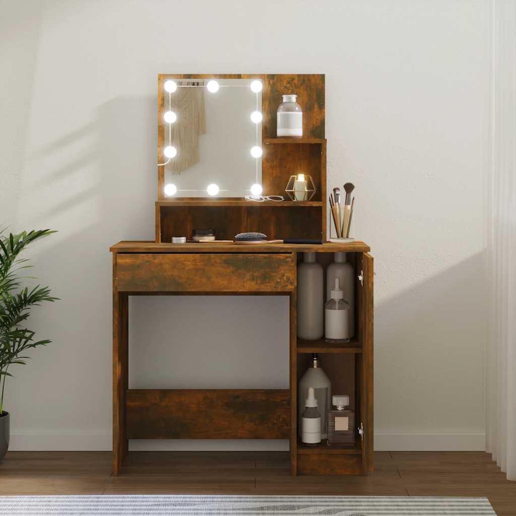 Sminkbord Med Led 86,5X35X136 Cm