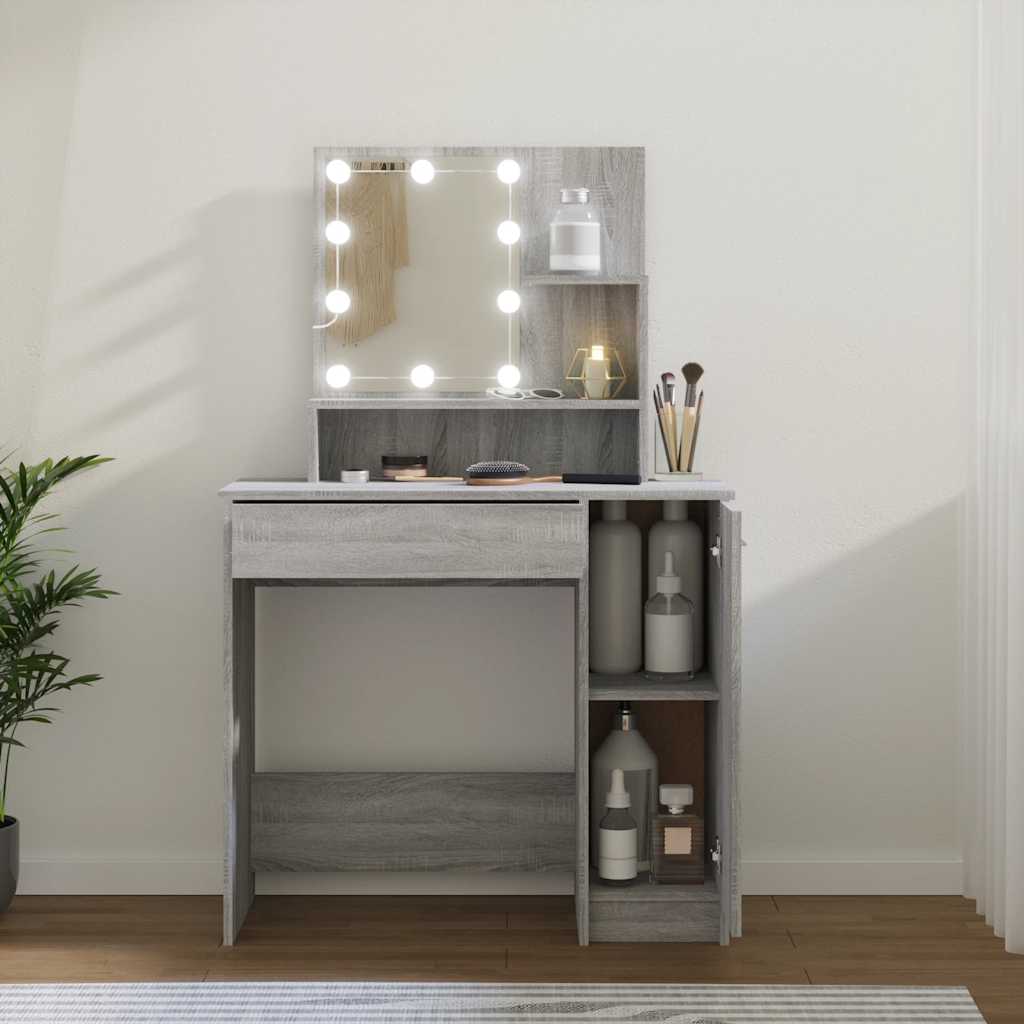 Sminkbord Med Led 86,5X35X136 Cm