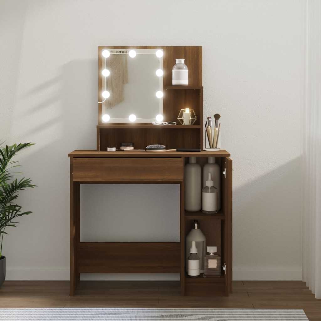 Sminkbord Med Led 86,5X35X136 Cm