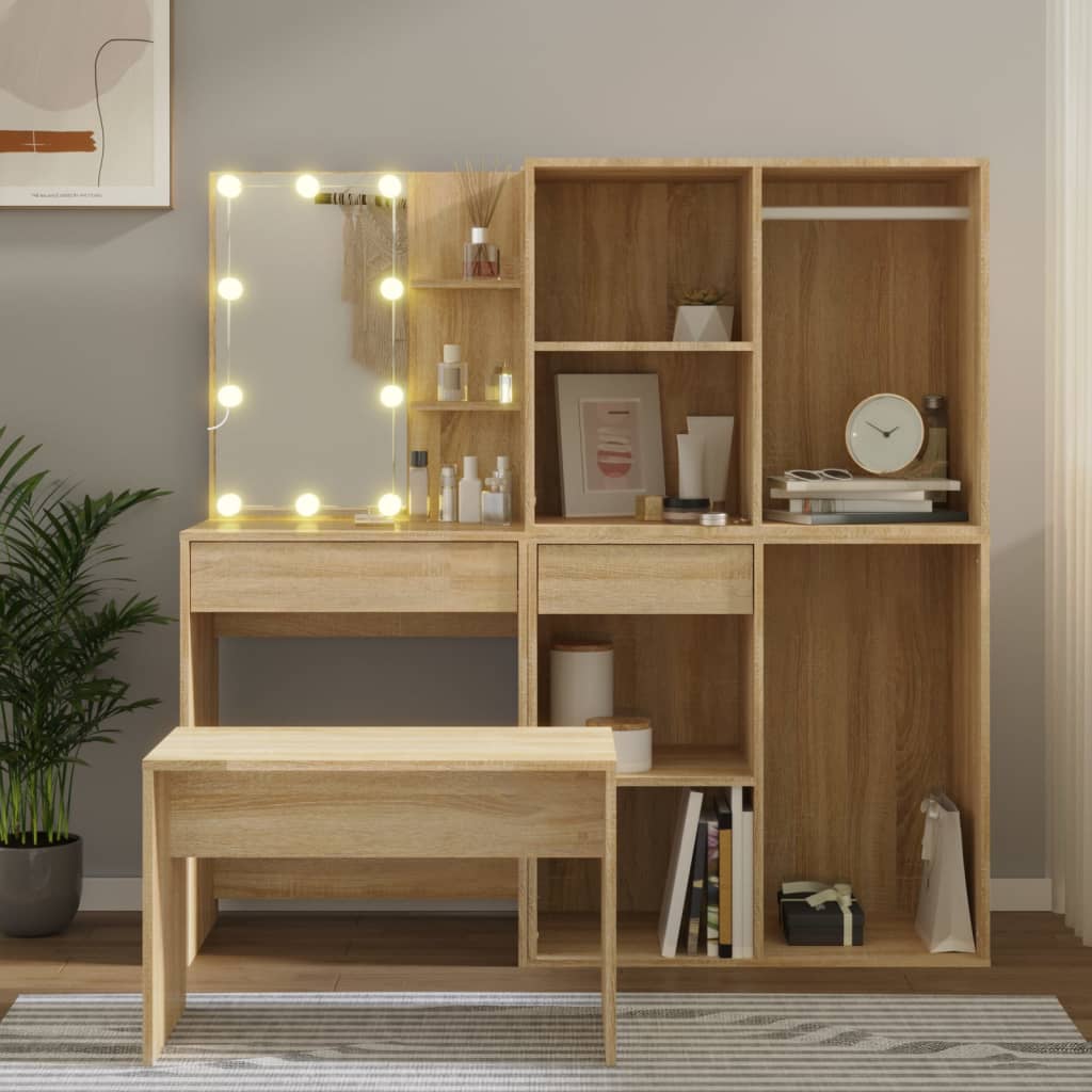 Sminkbord Led Konstruerat Trä