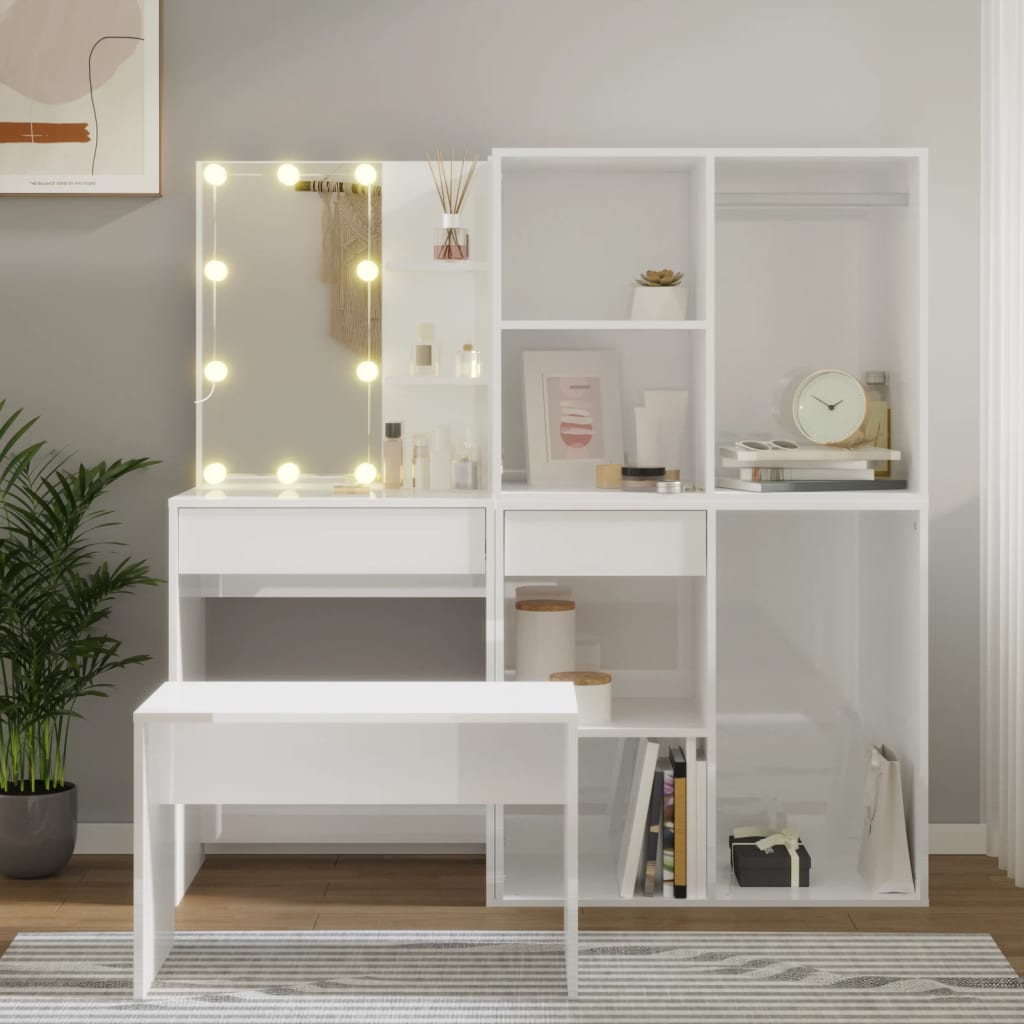 Sminkbord Led Konstruerat Trä