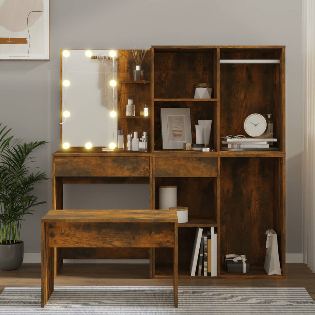Sminkbord Led Konstruerat Trä