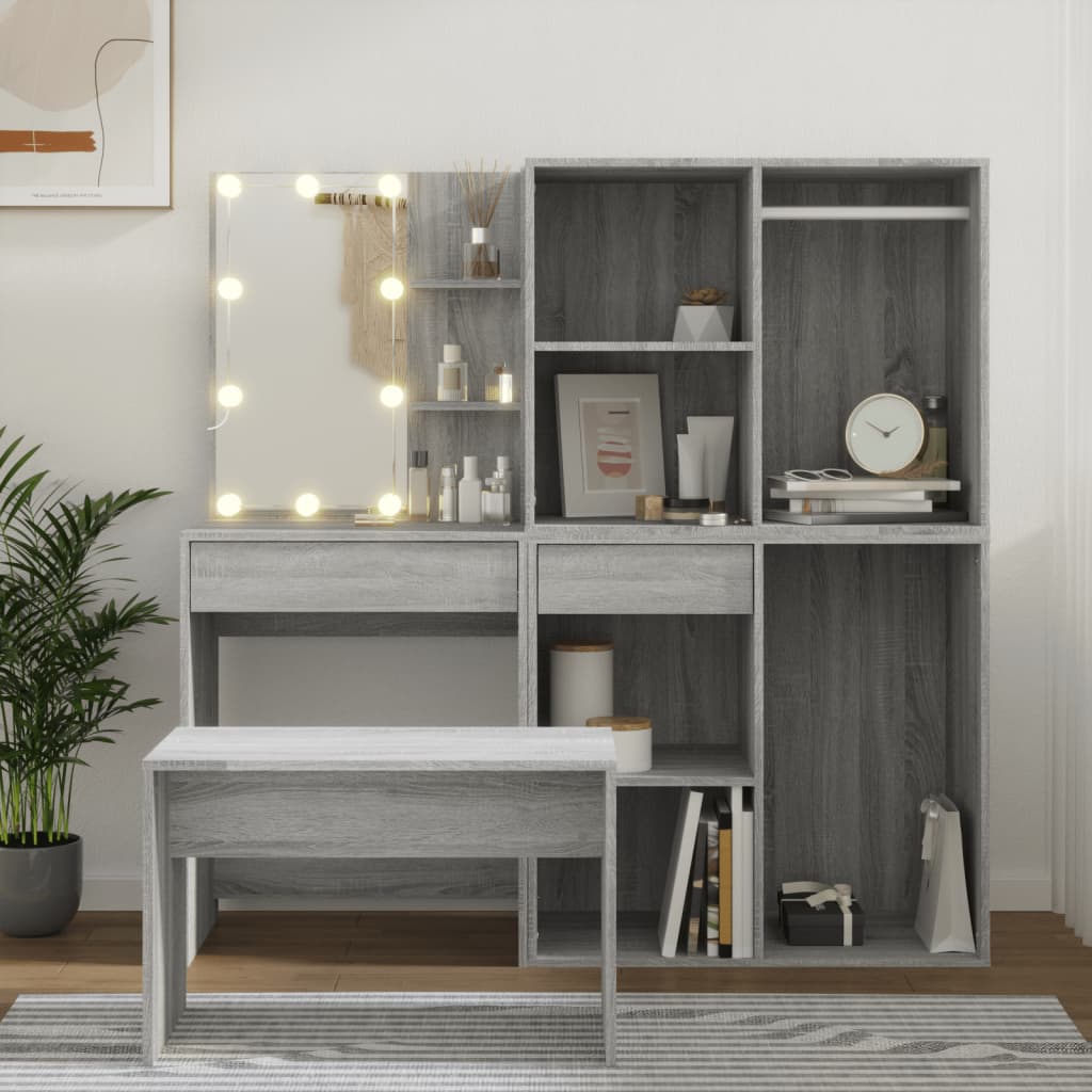 Sminkbord Led Konstruerat Trä