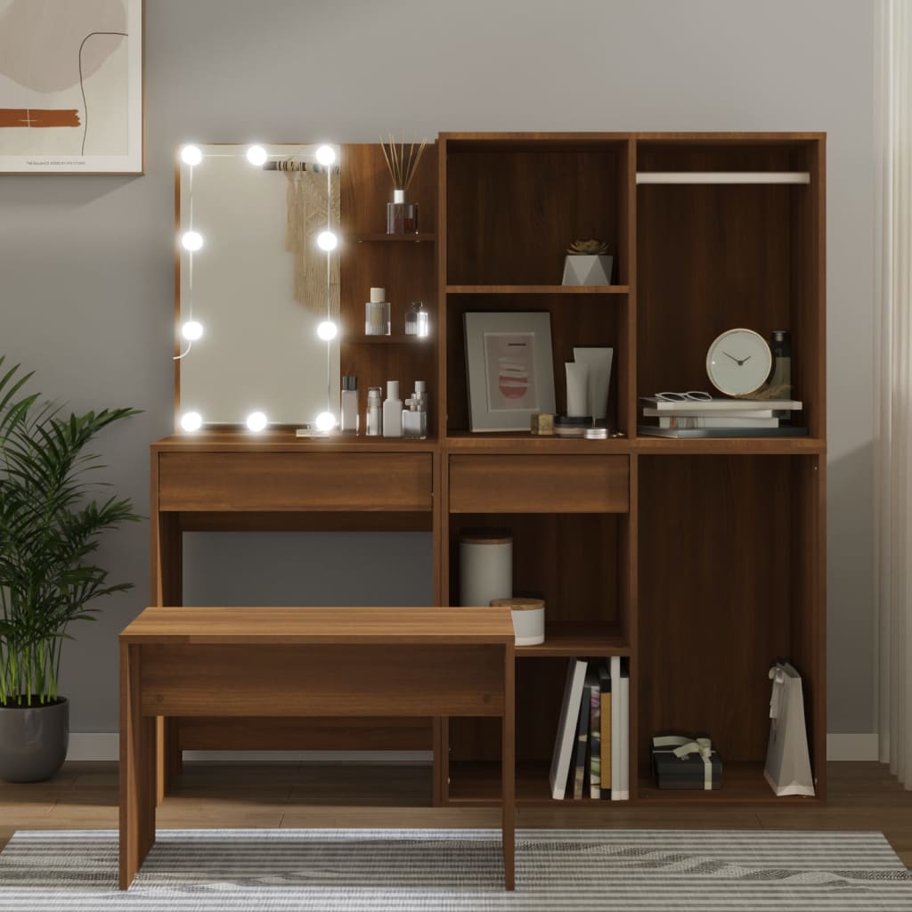Sminkbord Led Konstruerat Trä
