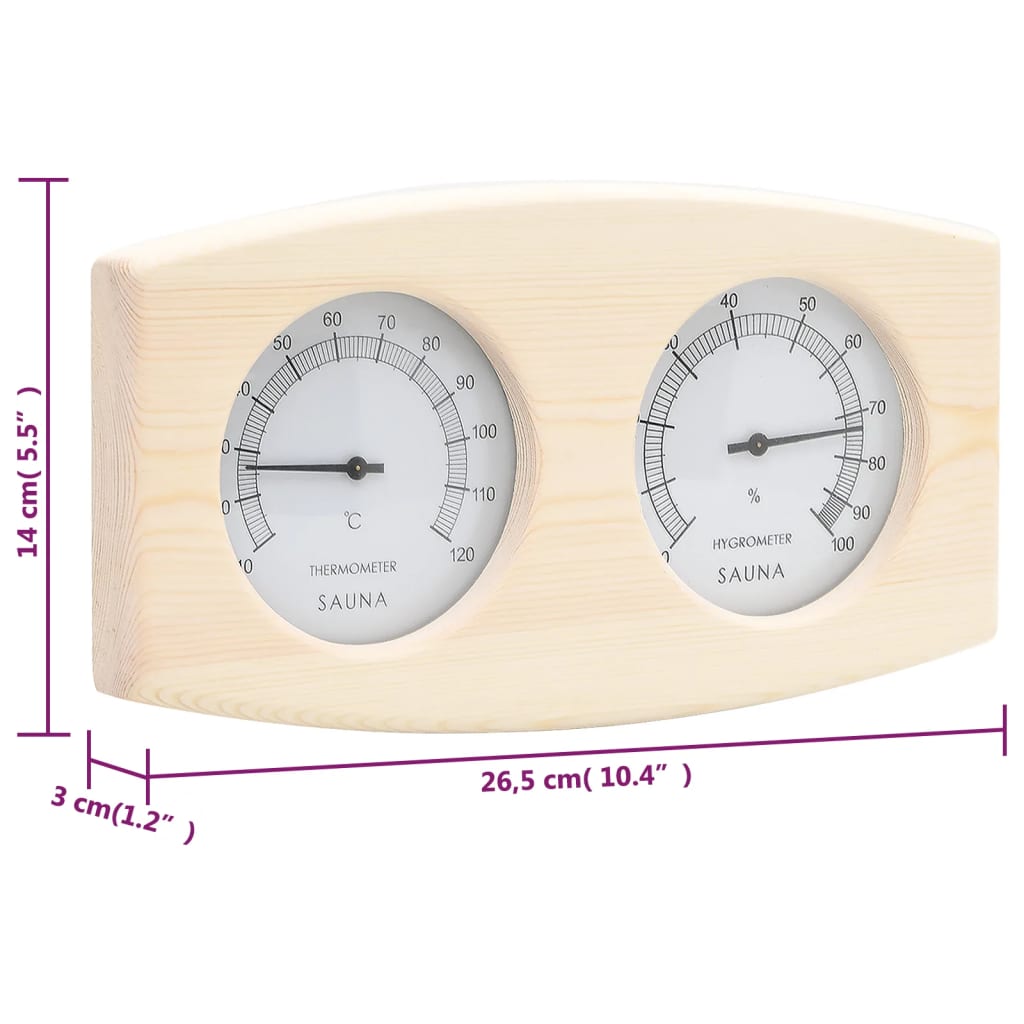 2-I-1 Bastutermometer & Hygrometer Sandur Set Massiv Furu
