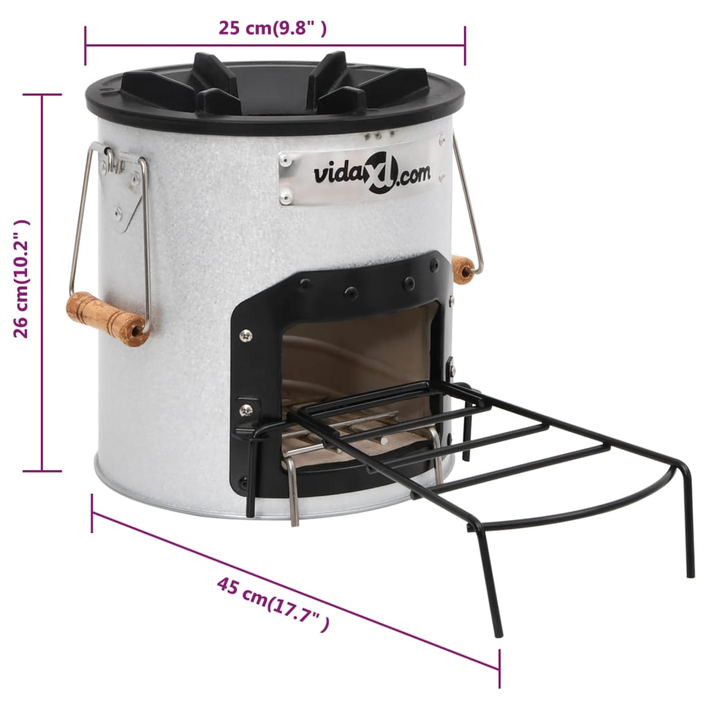 Vedeldad Campingspis Silver 45X25X26 Cm Stål