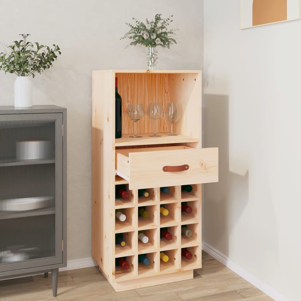 Vinskåp 45X34X100 Cm Massiv Furu