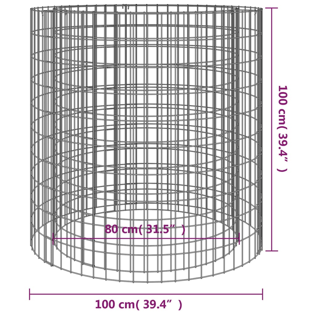 Gabion För Eldstad Ø 100 Cm Galvaniserat Järn