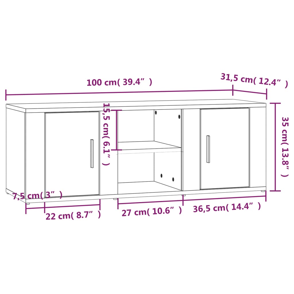 Tv-Bänk 100X31,5X35 Cm Konstruerat Trä