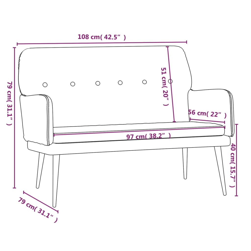 Bänk 108X79X79 Cm Sammet