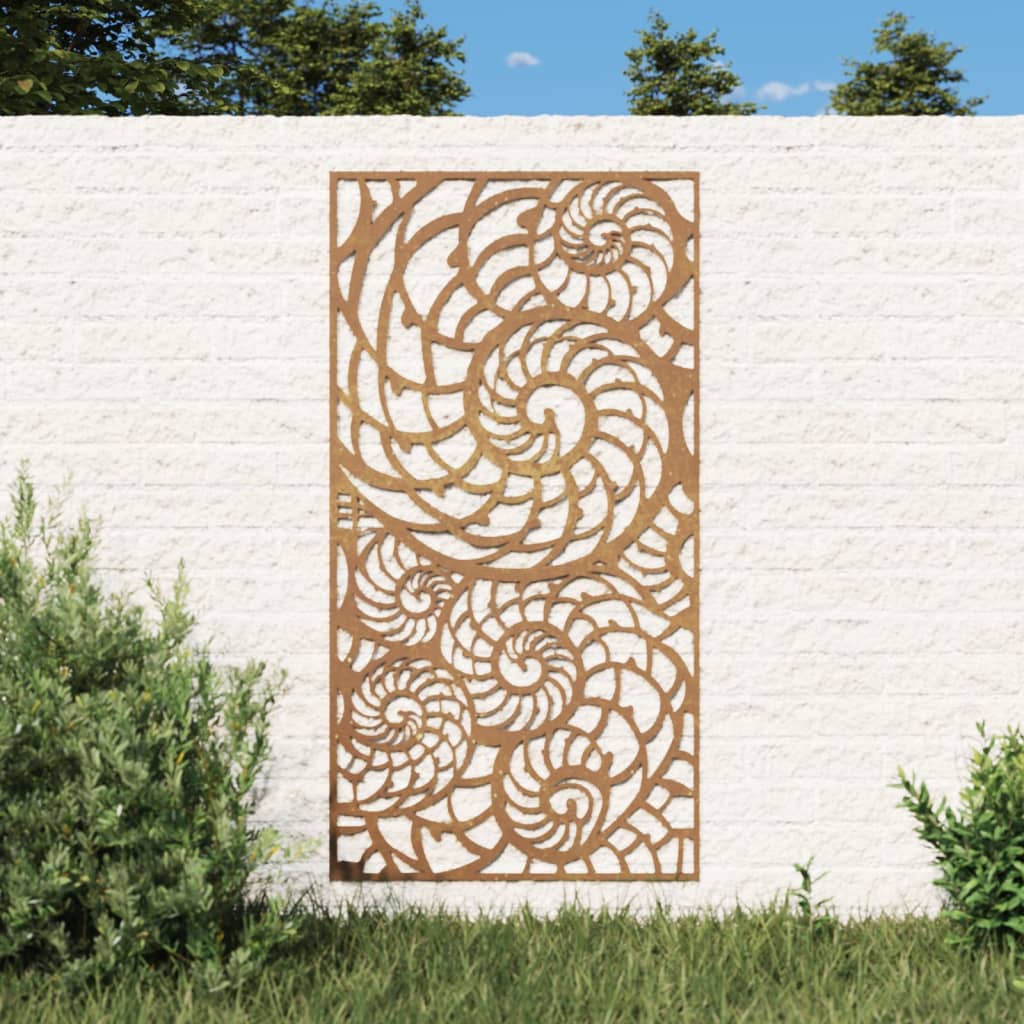 Väggdekoration 105X55 Cm Rosttrögt Stål Snäckskalsdesign