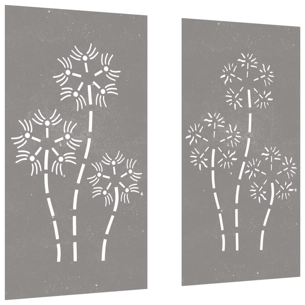 Väggdekorationer 2 Delar 105X55Cm Rosttrögt Stål Blomdesign