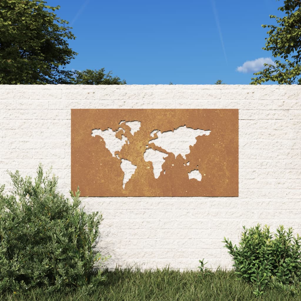 Väggdekoration 105X55 Cm Rosttrögt Stål Världsdesign
