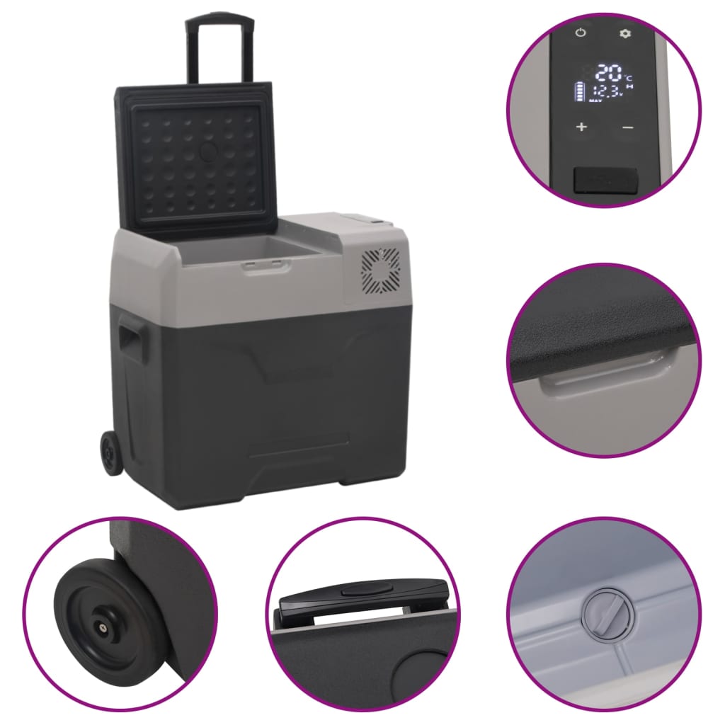 Kylbox Med Hjul Och Adapter Svart & Grå Polypropylen