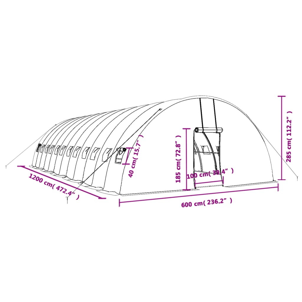 Växthus Med Stålram 72 M² 12X6X2,85 M