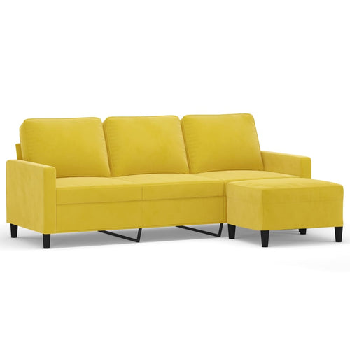 3-Sitssoffa Med Fotpall 180 Cm Sammet