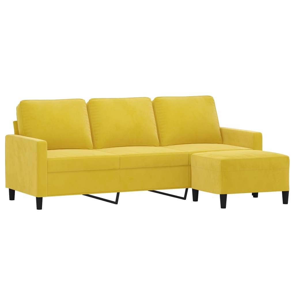 3-Sitssoffa Med Fotpall 180 Cm Sammet