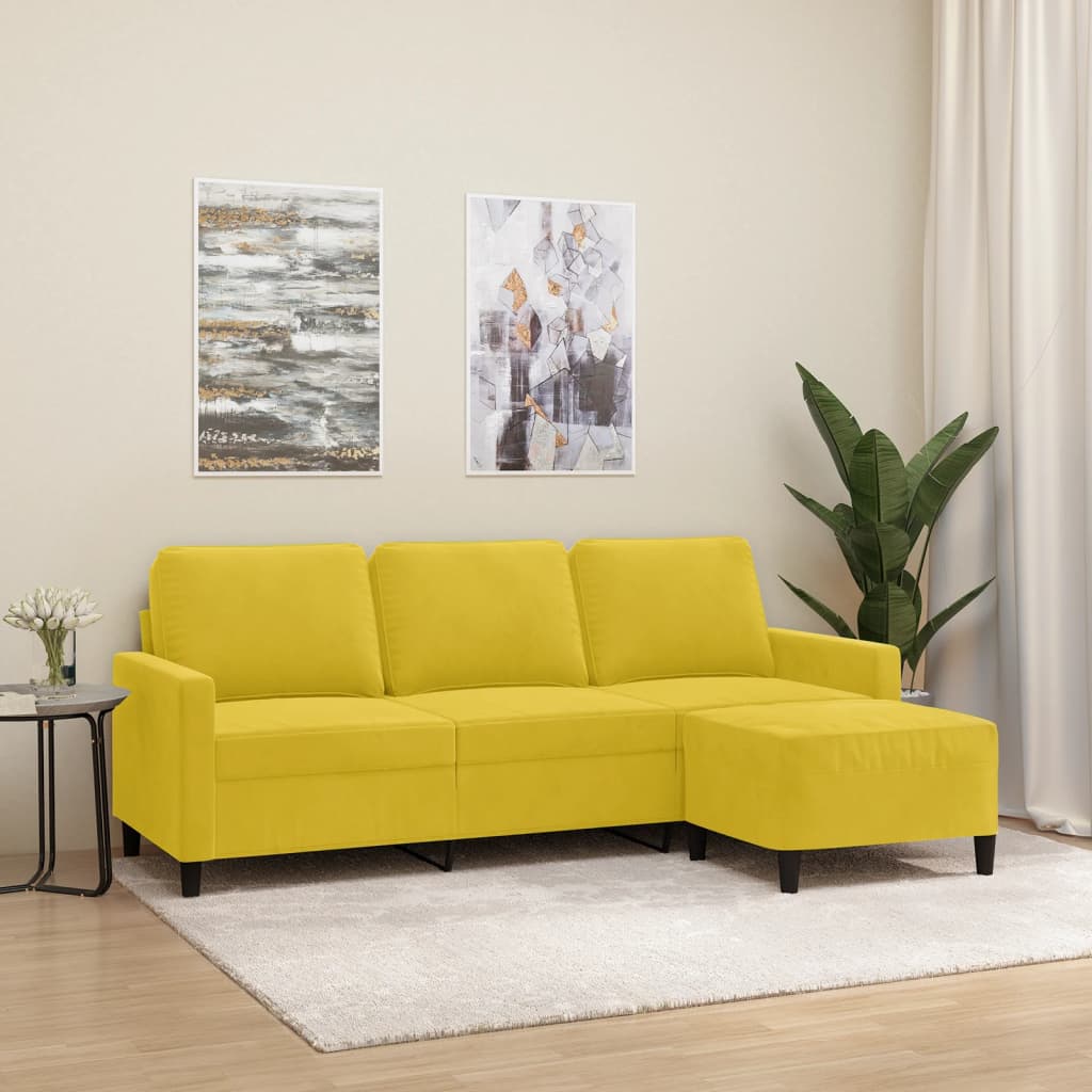 3-Sitssoffa Med Fotpall 180 Cm Sammet